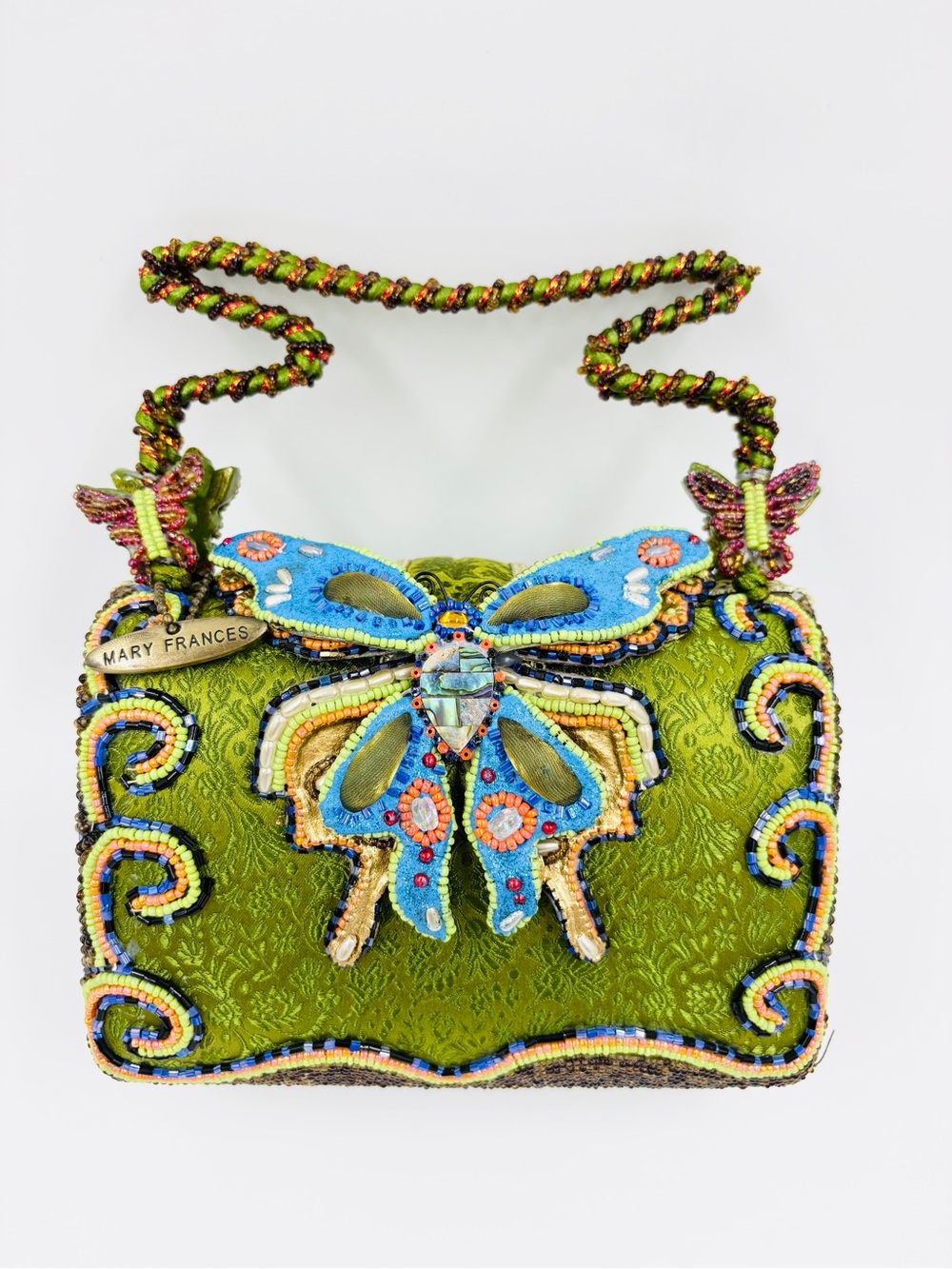 VTG Mary Francis Fairy Tales Butterfly Beaded Jacquard Handbag Bag Purse EUC 5x7